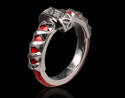 bague or blanc cuir rouge katana